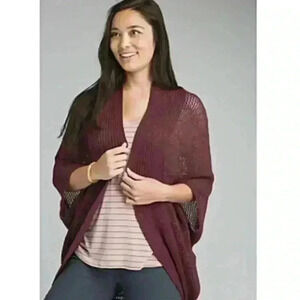 Caslon Oversized Knit Burgundy Maroon Cocoon Chunky Knit Cardigan Size Small